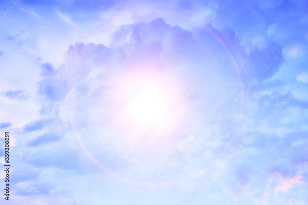 abstract background clouds on the sky with sun / sunset landscape background, watercolor light soft background