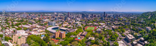 Panorama of Downtown Portland Oregon on a Sunny Day Timbers Stadium
