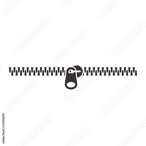 Closed horizontal zipper black isolated vector illustration. Zipper curve glyph icon.