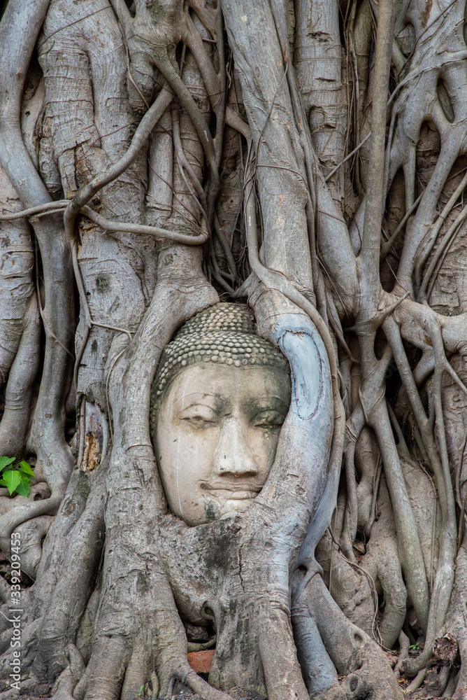 old head buddha image in thai temple
