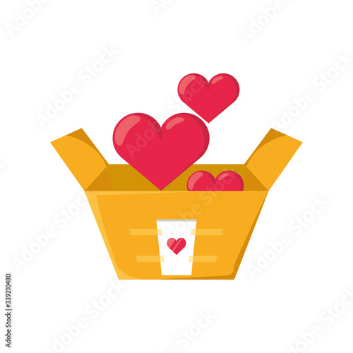 donation box with heart on white background