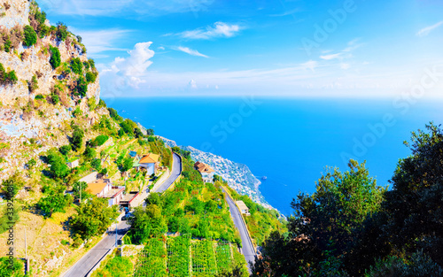 Romanic road at vineyards and Mountains at Agerola in Italy reflex photo