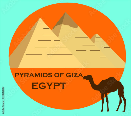 Egypt pyramids landscape. Egyptian great pyramids in the desert on a background. Dry desert under sun, endless sand desert. Pyramids in the desert. Sahara Cheops. the 7 Wonders of the World. UNESCO