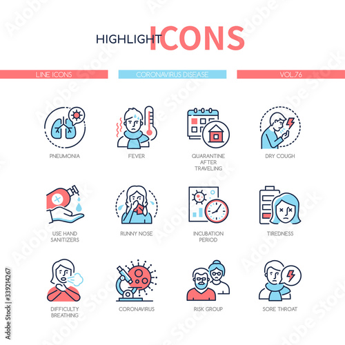 Coronavirus disease - colorful line design style icons