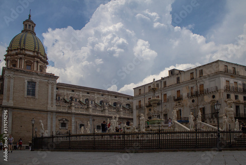 view of Pretoria square and  Pretoria Fontain in Palermo, sicily italy © Andrew Word