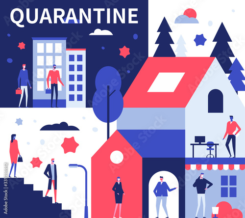 Quarantine advice - colorful flat design style illustration