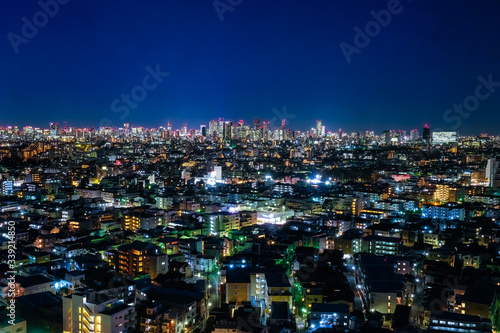 東京 夜景 練馬区役所 展望ロビーから 新宿方面