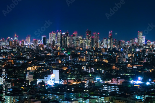 東京 夜景 練馬区役所 展望ロビーから 新宿方面