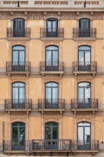 Typical building facade that you can find throughout the city of Barcelona