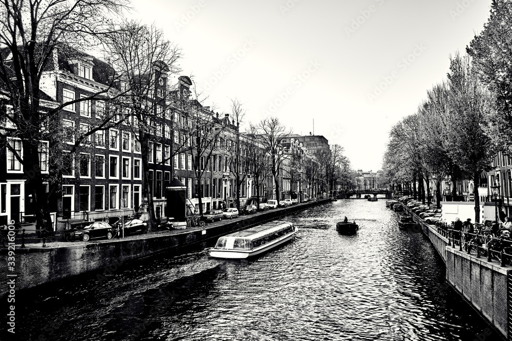 Amsterdam. Black-white cityscape.