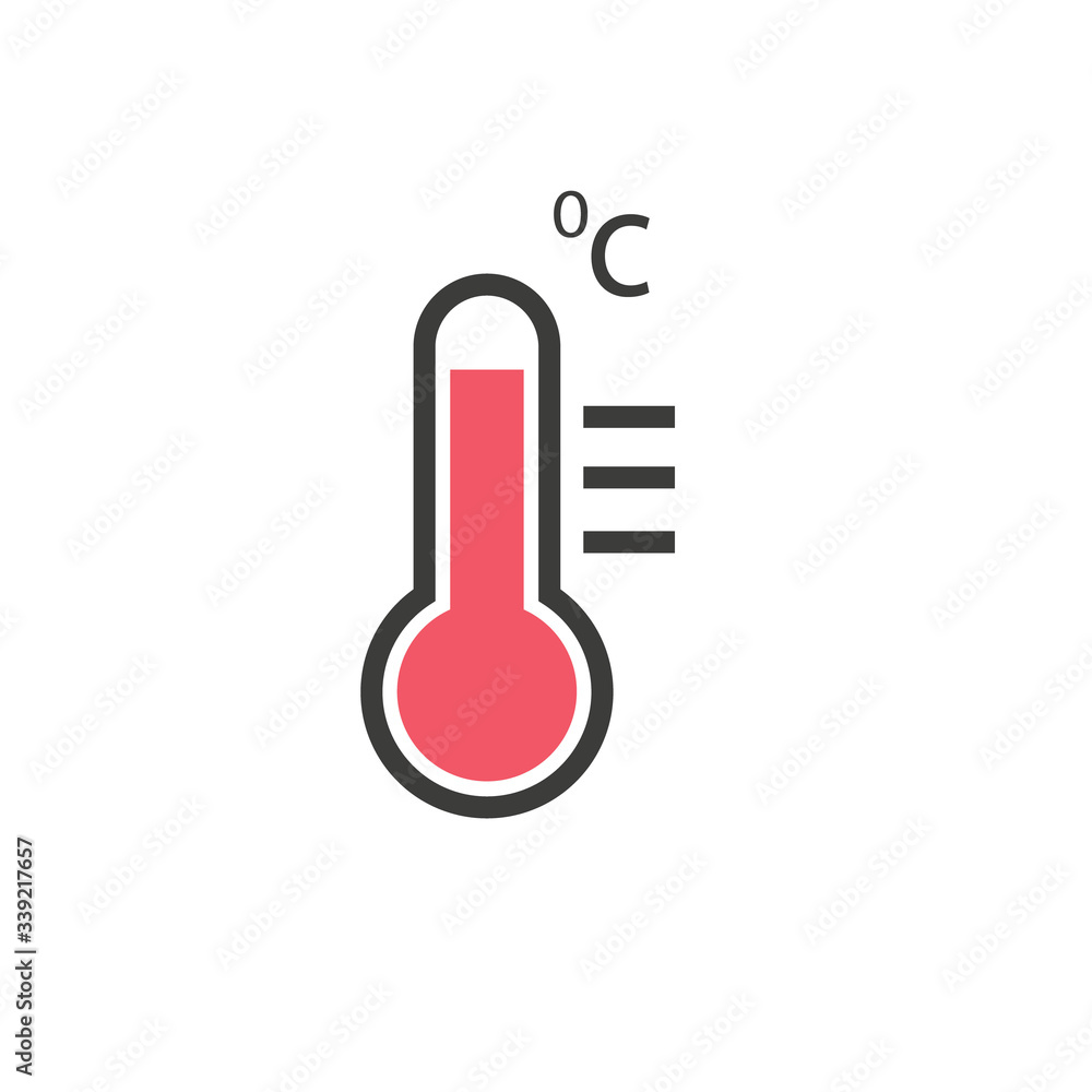 Red termometer icon on white background eps 10 Red termometer icon on white background eps 10