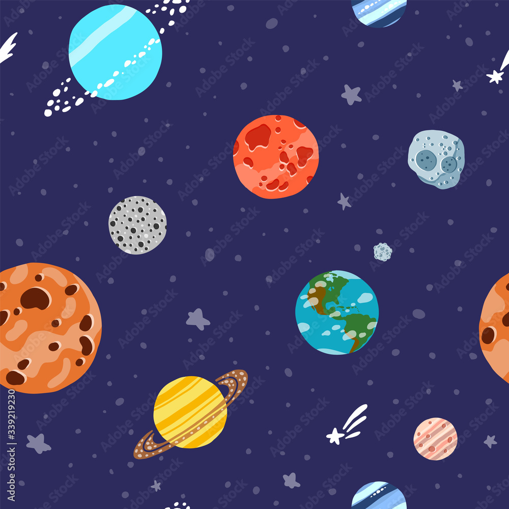 Cosmic fabric for kids. Solar system planets Cosmic fabric for kids. Solar system planets