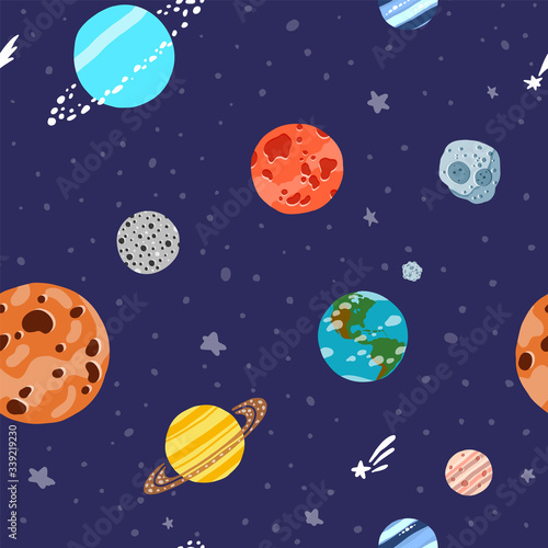 Cosmic fabric for kids. Solar system planets 