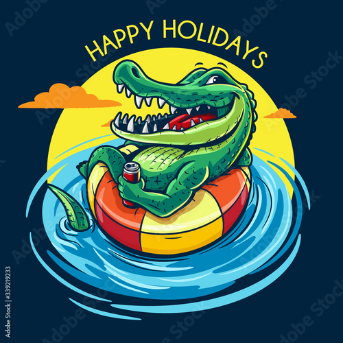 crocodile relaxed in the water for the summer holidays