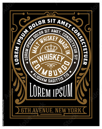 Vintage label for packing. Western style with floral details.