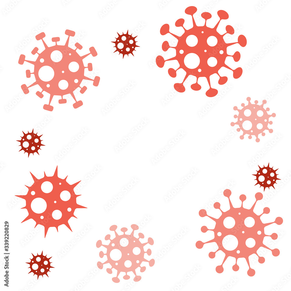 Coronavirus Covid 19. Corona virus icon. Red virus on white background isolated. Vector Coronavirus Covid 19. Corona virus icon. Red virus on white background isolated. Vector