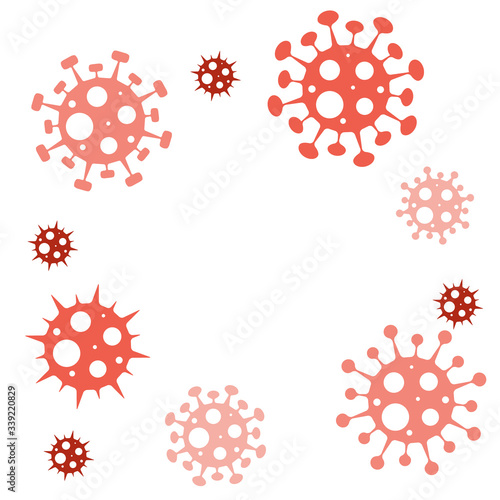 Coronavirus Covid 19. Corona virus icon. Red virus on white background isolated. Vector