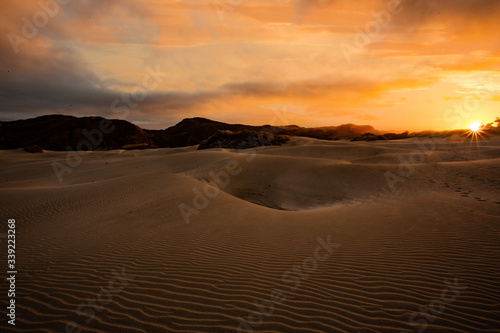 View of the sand dunes near Wharariki Beach at Nelson, New Zealand