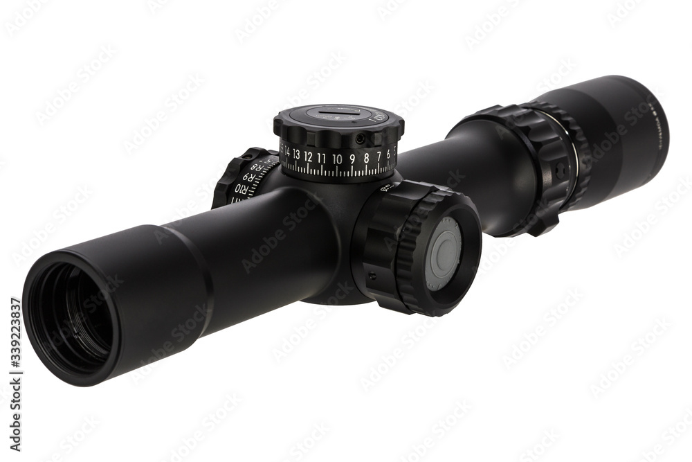black optical sight for hunting on a white background black optical sight for hunting on a white background