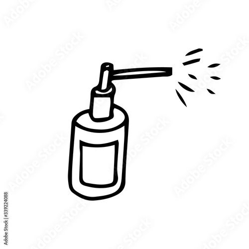 Doodle illustration of hand gel. Vector isolated illustration of an antiseptic on a white background.