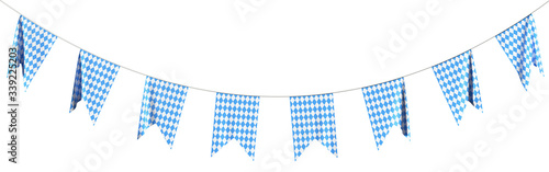 Oktoberfest party flags garland with checkered pattern isolated photo