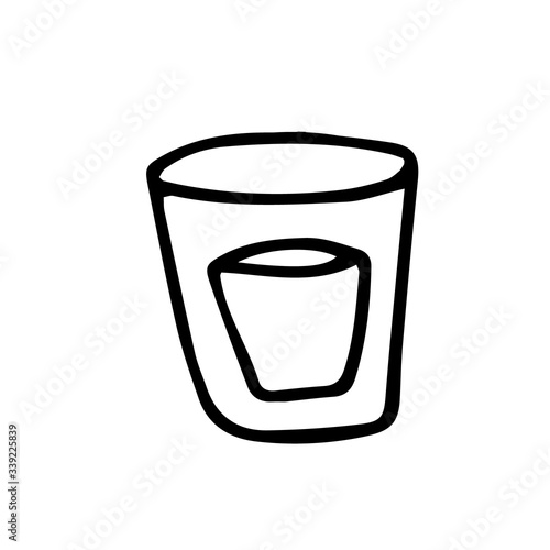 Simple Doodle illustration of a glass of water, juice, lemonade. Vector image of a glass