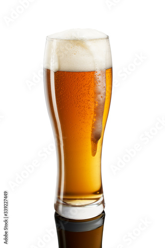 cold beer in glass on white background (ID: 339227449)