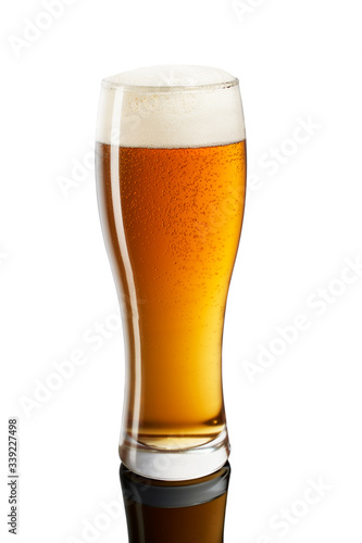 cold beer in glass on white background (ID: 339227498)