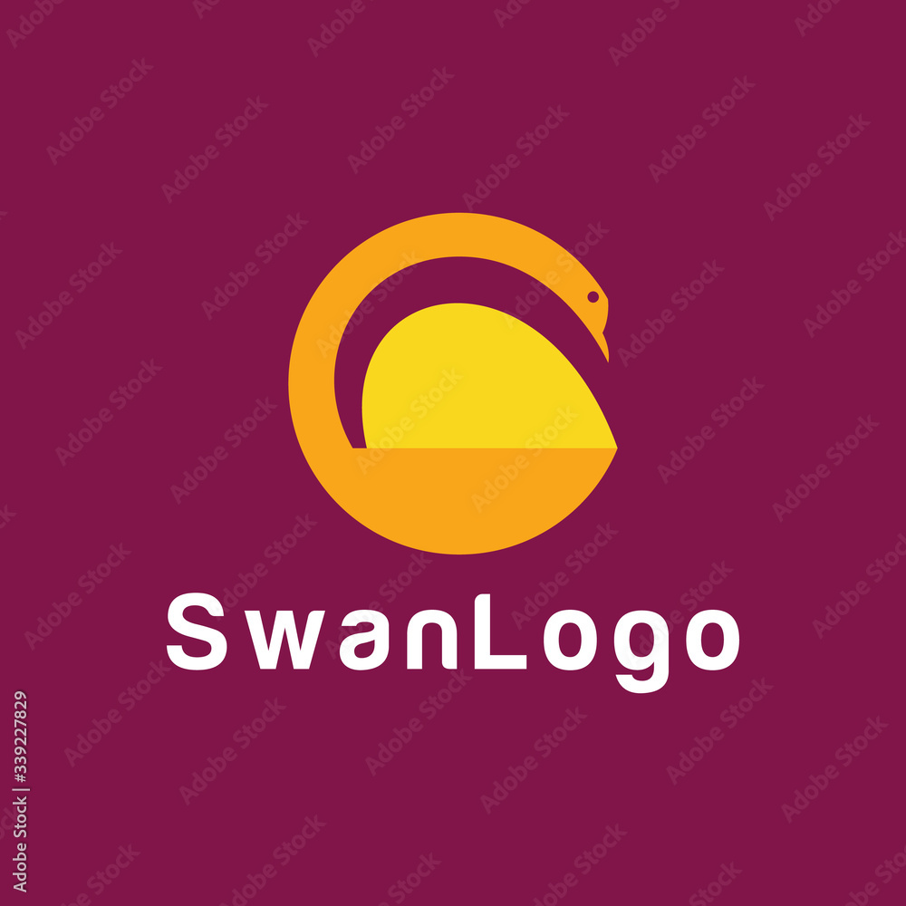 Obraz premium Bird Swan logo design vector template with Goose icon Concept style.