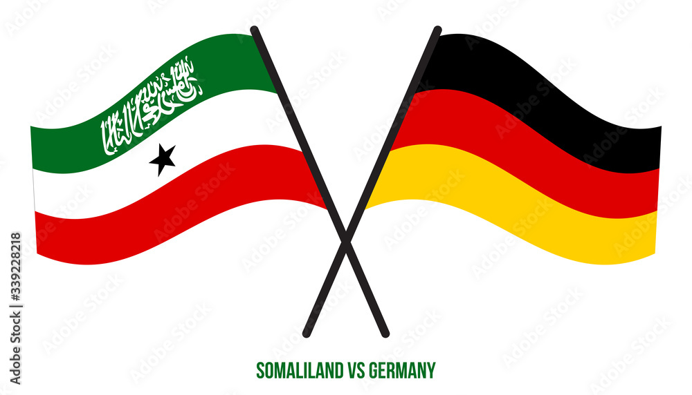 Somaliland and Germany Flags Crossed And Waving Flat Style. Official Proportion. Correct Colors Somaliland and Germany Flags Crossed And Waving Flat Style. Official Proportion. Correct Colors