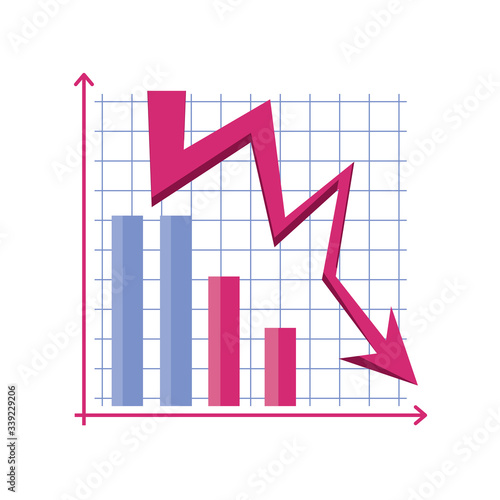chart with down arrows on white background