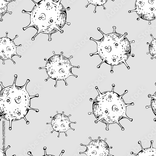Coronavirus infection seamless pattern, vector
