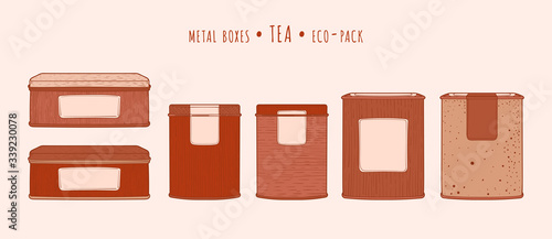 Tea metal square boxes