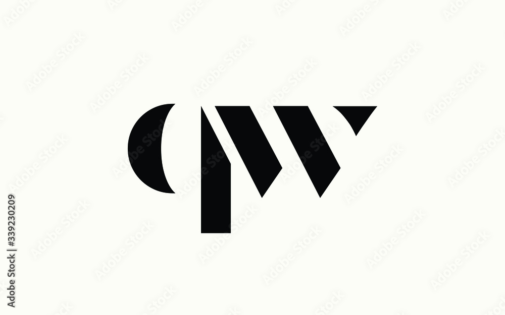 qw or wq and q or w lowercase Letter Initial Logo Design, Vector Template