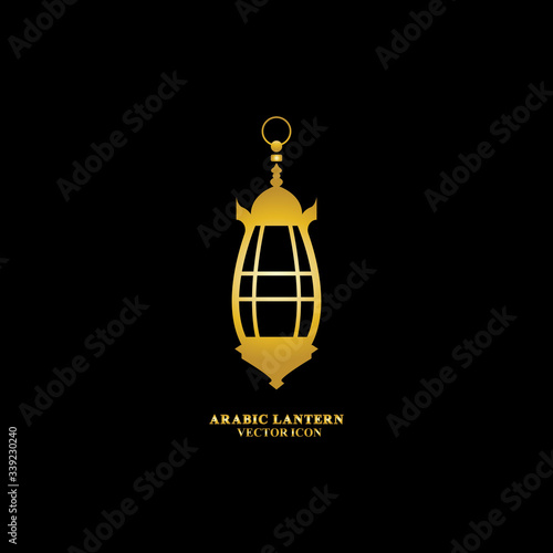 Arabic lantern flat icons set. Ramadan lantern sign for mobile application. Muslim decoration symbol. Eastern traditional culture vector illustration isolated on Black background.