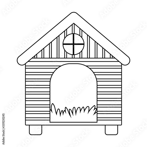 wooden hen house farm isolated icon on white background line style