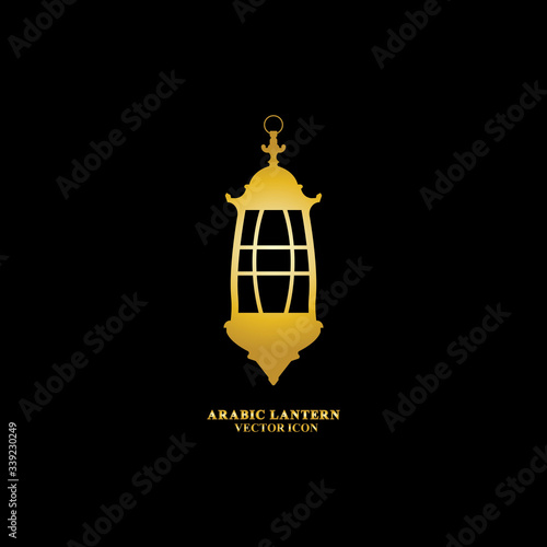 Arabic lantern flat icons set. Ramadan lantern sign for mobile application. Muslim decoration symbol. Eastern traditional culture vector illustration isolated on Black background.
