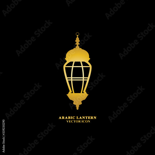 Arabic lantern flat icons set. Ramadan lantern sign for mobile application. Muslim decoration symbol. Eastern traditional culture vector illustration isolated on Black background.