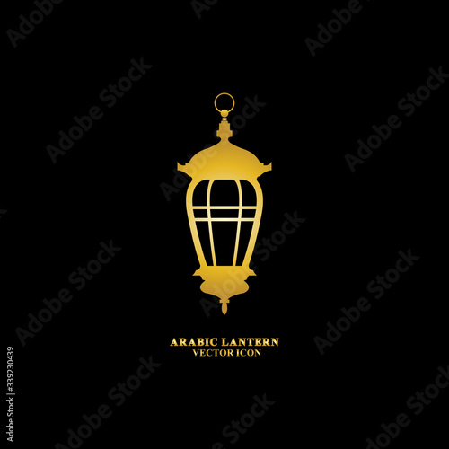 Arabic lantern flat icons set. Ramadan lantern sign for mobile application. Muslim decoration symbol. Eastern traditional culture vector illustration isolated on Black background.