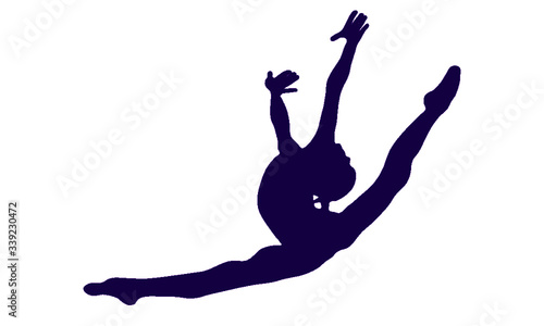 Silhouette of a gymnast who jumps without an object