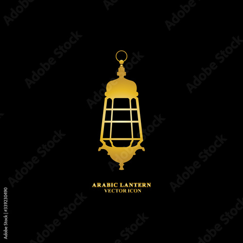 Arabic lantern flat icons set. Ramadan lantern sign for mobile application. Muslim decoration symbol. Eastern traditional culture vector illustration isolated on Black background.