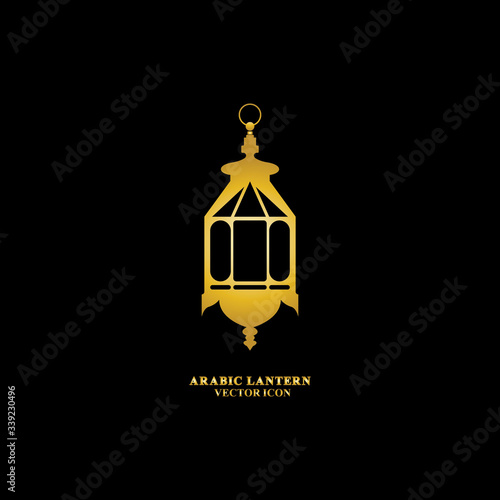 Arabic lantern flat icons set. Ramadan lantern sign for mobile application. Muslim decoration symbol. Eastern traditional culture vector illustration isolated on Black background.