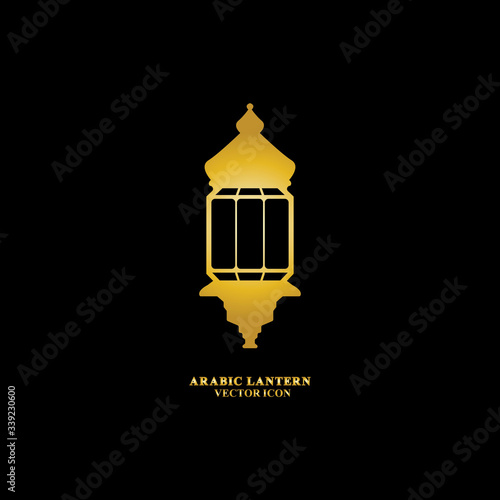 Arabic lantern flat icons set. Ramadan lantern sign for mobile application. Muslim decoration symbol. Eastern traditional culture vector illustration isolated on Black background.