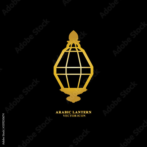 Arabic lantern flat icons set. Ramadan lantern sign for mobile application. Muslim decoration symbol. Eastern traditional culture vector illustration isolated on Black background.