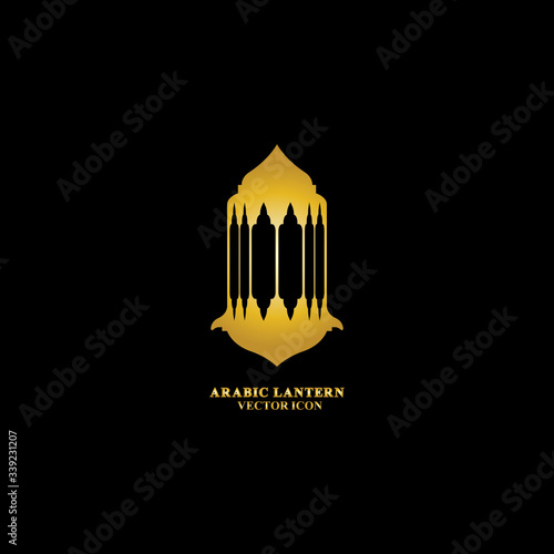 Arabic lantern flat icons set. Ramadan lantern sign for mobile application. Muslim decoration symbol. Eastern traditional culture vector illustration isolated on Black background.