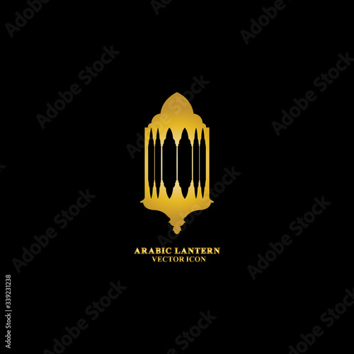 Arabic lantern flat icons set. Ramadan lantern sign for mobile application. Muslim decoration symbol. Eastern traditional culture vector illustration isolated on Black background.