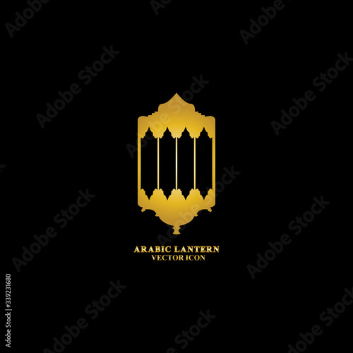 Arabic lantern flat icons set. Ramadan lantern sign for mobile application. Muslim decoration symbol. Eastern traditional culture vector illustration isolated on Black background.