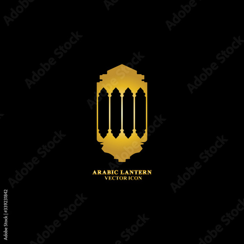 Arabic lantern flat icons set. Ramadan lantern sign for mobile application. Muslim decoration symbol. Eastern traditional culture vector illustration isolated on Black background.