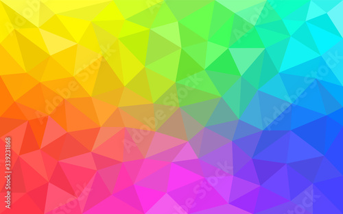 Multicolor rainbow low poly background. Abstract random vector background from triangles. Polygonal design