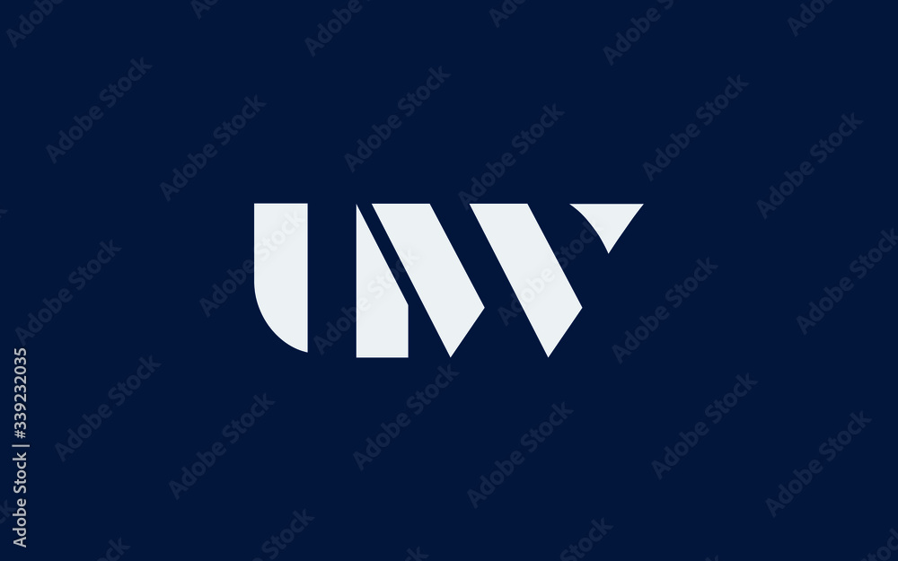 uw or wu and u or w lowercase Letter Initial Logo Design, Vector Template